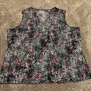 Croft & Barrow Navy, Pink, White, Greens Patterned Tank Top